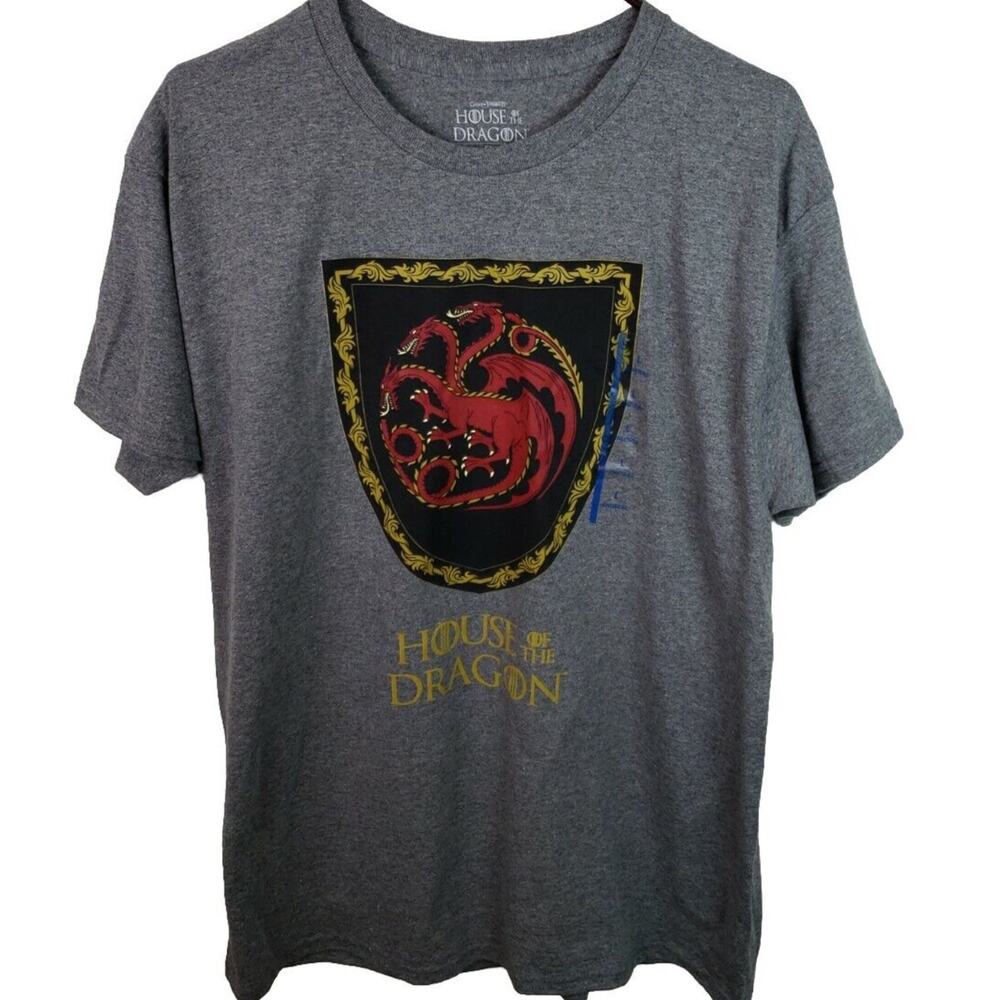 Official NWT HBO House of the Dragon Game Of Thrones Show Gray Tshirt Size Large